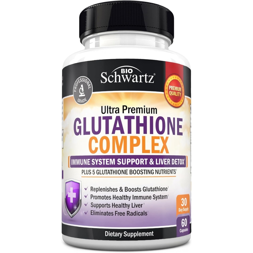 image:imageBioSchwartz Glutathione Supplement 500mg Liver Detox with Quercetin Vitamin C Milk Thistle Alpha Lipoic Acid Immune Support Pill Enhanced Immunity Defense Health Formula 60 Capsules60 Count Pack of 1