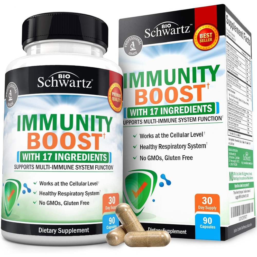image:imageBioSchwartz Immune Support Supplement  Vitamin C with Zinc Elderberry Extract Ginger Bee Propolis Beta Carotenes Immunity Boost for Adults Immune Defense Antioxidant Vitamins 90 Capsules