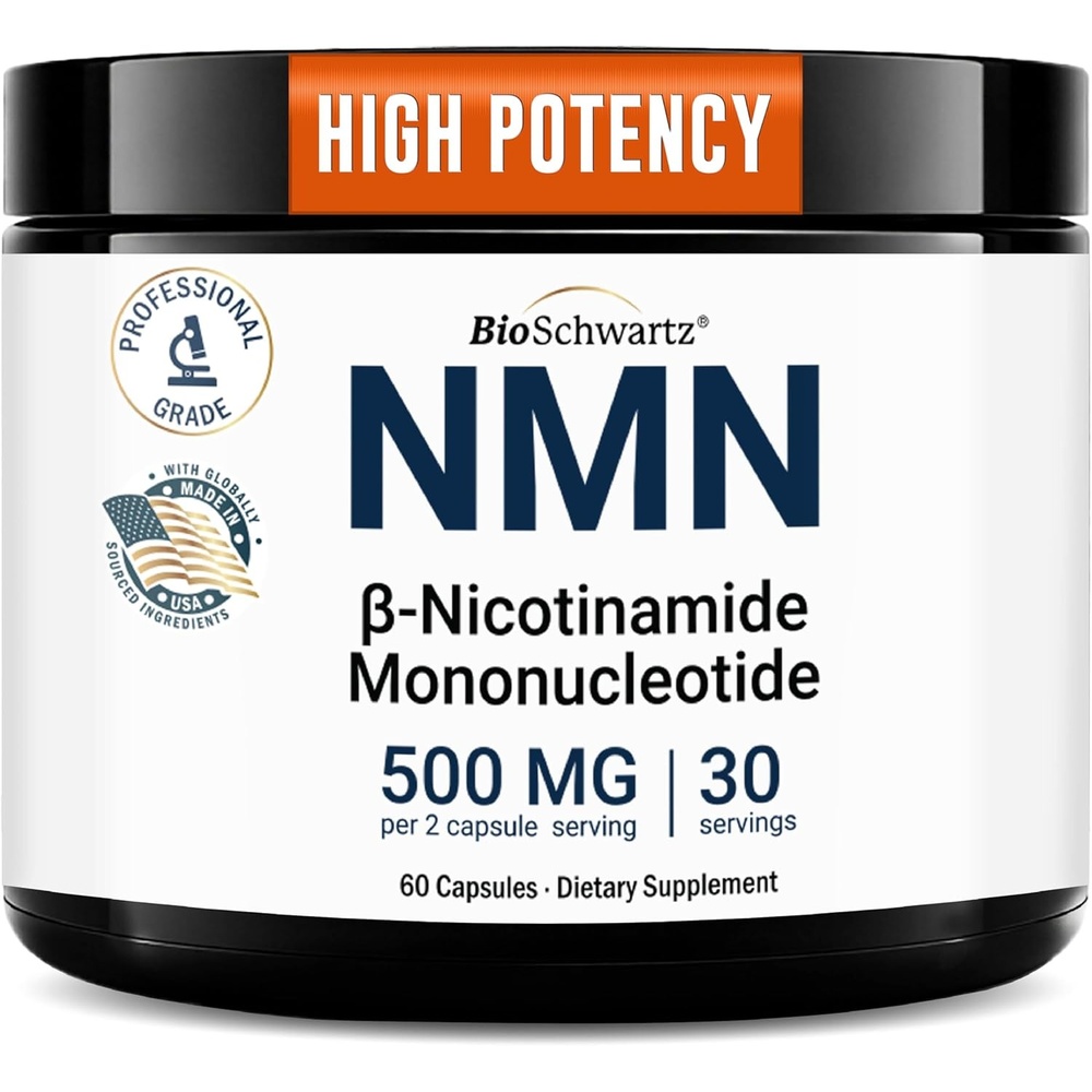 image:imageBioSchwartz NMN Supplement 500mg Nicotinamide Mononucleotide 30 Servings 60 Capsules Made in The USA with Premium Globally Sourced Ingredients ThirdParty Tested GlutenFree NMN Supplement
