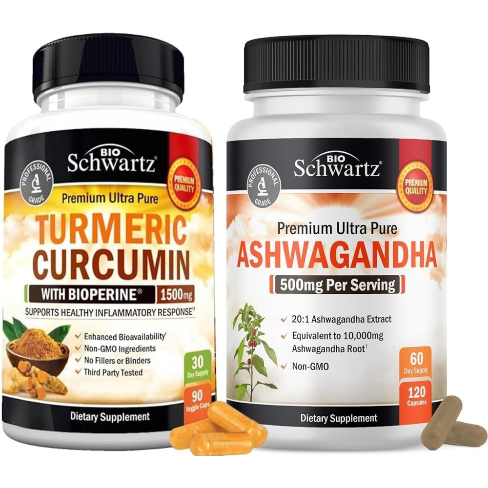 image:imageExtra Strength Ashwagandha Capsules 2 Month Supply Plus Turmeric Curcumin with Black Pepper Extract 1500mg Complex 1 Month Supply