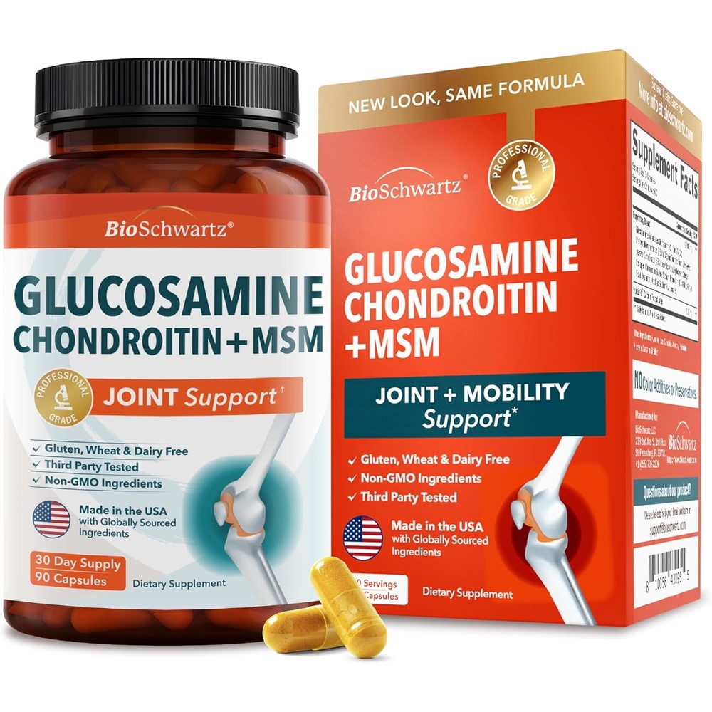 image:imageGlucosamine Chondroitin MSM Joint Support Supplement  Collagen Peptides Turmeric and Ginger Hyaluronic Acid Glucosamine Chondroitin Sulfate for Joint Comfort  Gluten Free Non GMO 90 Capsules90 Count Pack of 1