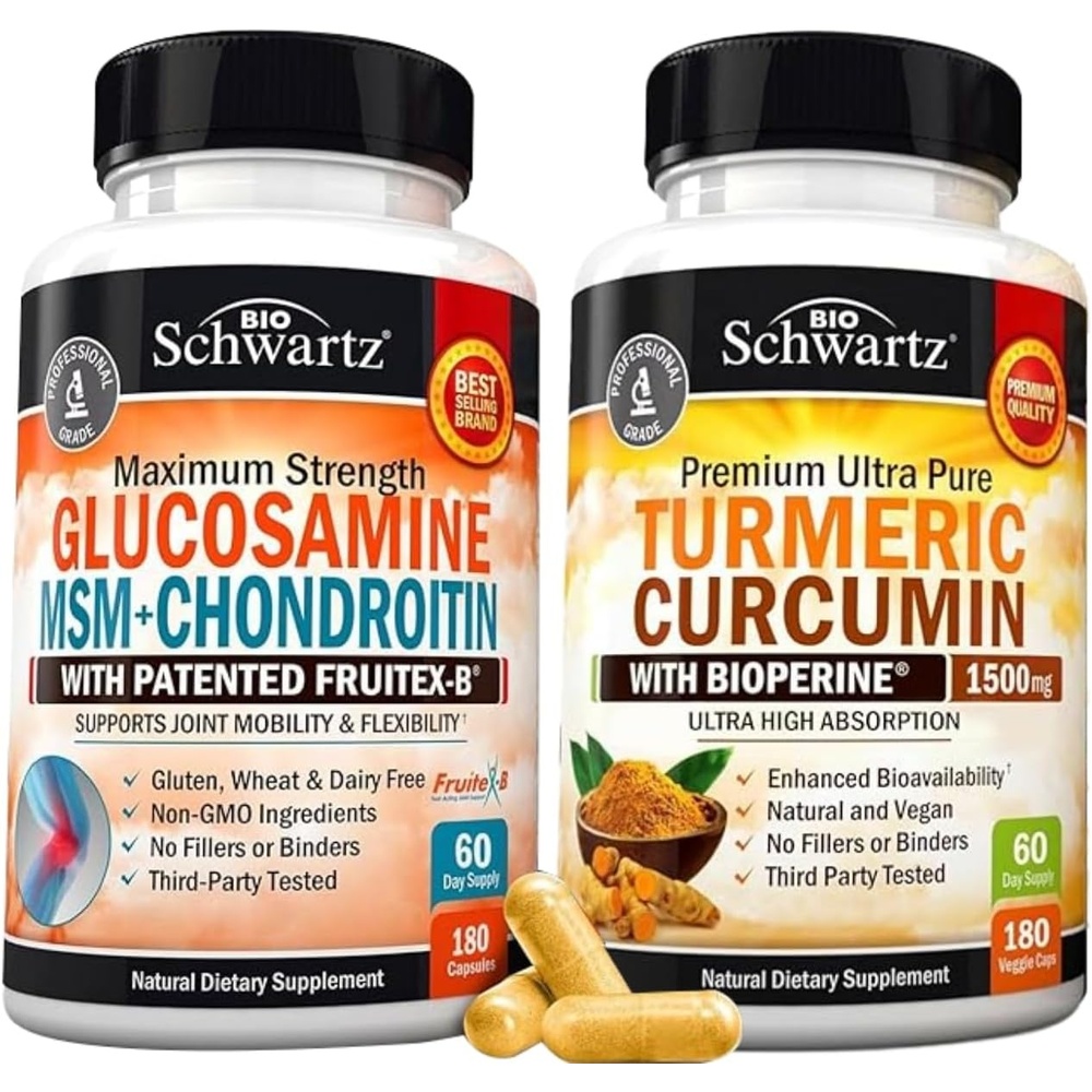 image:imageGlucosamine Chondroitin MSM Triple Strength Joint Support Supplement 2 Month Supply Plus Turmeric Curcumin with Black Pepper Extract 1500mg Complex 2 Month Supply
