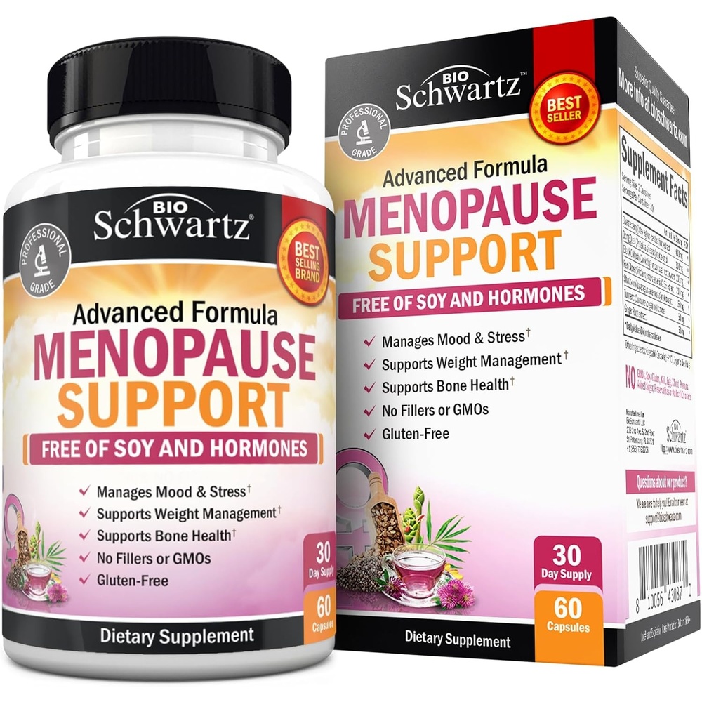 image:imageHerbal Menopause Support for Women Supports Healthy Mood and Balance with Milk Thistle Chasteberry Black Cohosh Red Clover Turmeric Ginger Menopause Supplements for Women 60 Veggie Capsules