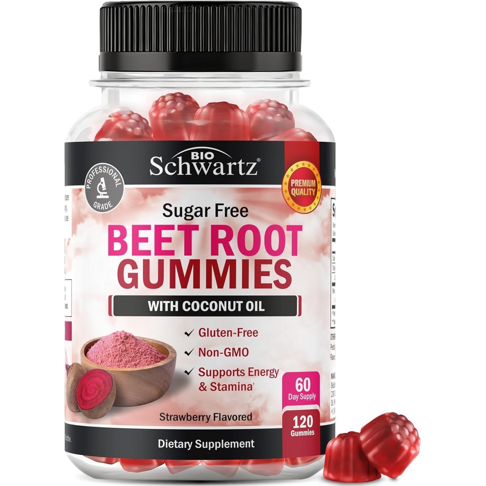 image:imageSugar Free Beet Root Gummies Nitric Oxide Gummies Infused with Coconut Oil for Highest Absorption Supports Energy amp Whole Body Health Delicious Strawberry Flavor 120 Count 60 Day SupplyStrawberry