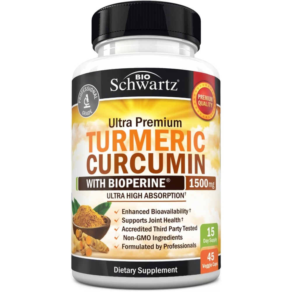 image:imageTurmeric Curcumin with Black Pepper Extract 1500mg High Absorption Ultra Potent Turmeric Supplement with 95 Curcuminoids and BioPerine Non GMO Tumeric Capsules for Joint Support 90 CapsulesUnflavored
