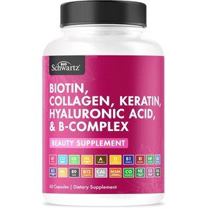 BioSchwartz Biotin Collagen Keratin Supplement – Hair Vitamins for Women – 10000mcg Biotin with Hyaluronic Acid & B Complex – Non-GMO 60 Capsules Beauty Supplement – Hair and Nails Vitamins for Women