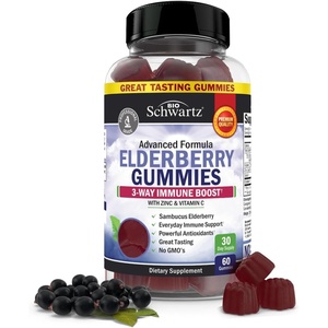 BioSchwartz Elderberry Gummies with Zinc and Vitamin C – Natural Immune Support for Adults & Kids – Black Sambucus Elderberries – Third-Party Tested, Non-GMO, Vegan Multimineral Supplement, 60 Count