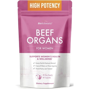 BioSchwartz Primal Beef Organ Supplement for Women – 60 Capsules – Grass-Fed & Pasture-Raised – Supports Healthy Hair Skin and Nails, Hormone Balance – with Bovine Liver, Kidney, Heart, Uterus Powder