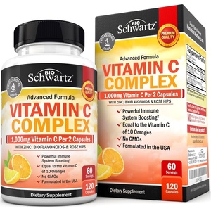 BioSchwartz Vitamin C Complex Supplement – Vitamin C 1000mg Capsules with Rose HIPS Zinc and Citrus Bioflavonoids for Immune Health, Cellular Energy, Collagen Production, 120 Count (60 Day Supply)