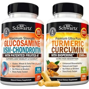Glucosamine Chondroitin MSM Triple Strength Joint Support Supplement (2 Month Supply) Plus Turmeric Curcumin with Black Pepper Extract 1500mg Complex (2 Month Supply)