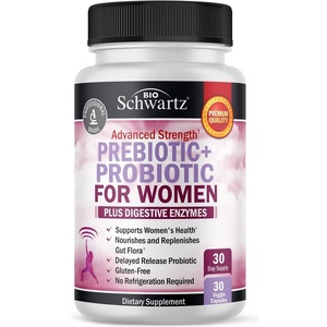 Prebiotics and Probiotics for Women – with Black Cohosh and Red Clover for Gut, Vaginal and Immune Health Support, Whole Food Digestive Enzymes Capsules, Lactobacillus Probiotic Supplement, 60 Count(30 Count (Pack of 1))