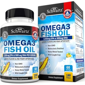 Triple Strength Omega 3 Fish Oil 3000mg – High Potency Omega 3 Supplement for Women and Men, Burpless Lemon Flavor Fish Oil – 2250mg Essential Fatty Acids with DHA & EPA, Wild Caught, 90 Softgels(180 Count (Pack of 1))
