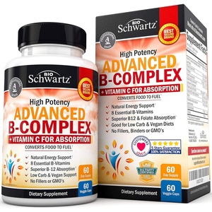 Vitamin B Complex with Vitamin C for Maximum Absorption – Methylcobalamin b12 & Folate Folic Acid Supplement – B1 B2 B3 B5 B6 B7 B9 for Immune Energy & Nervous System Support – Non-GMO, 60 count(60 Count (Pack of 1))