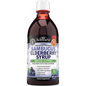 Elderberry Syrup – Immune Support for Kids & Adults – 10x Concentrated Natural Black Sambucus Elderberries for Immune Defense Boost – Powerful Antioxidants for Women & Men – Non-GMO Formula – 8oz