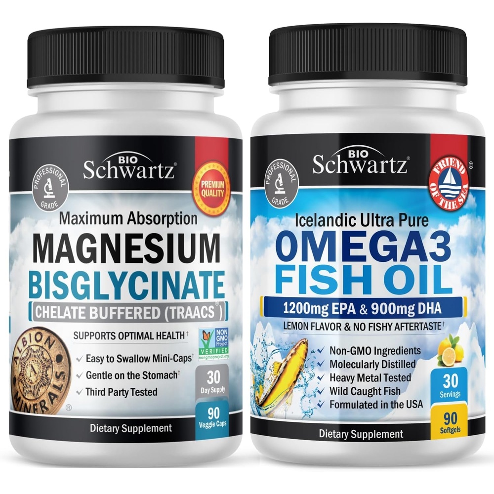 image:imageMagnesium Bisglycinate 180 Count Omega 3 Fish Oil 90 Count Bundle