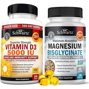 High Strength Vitamin D3 5000 IU 125 mcg (1 Year Supply) Plus High Absorption Magnesium Bisglycinate Capsules (2 Month Supply)
